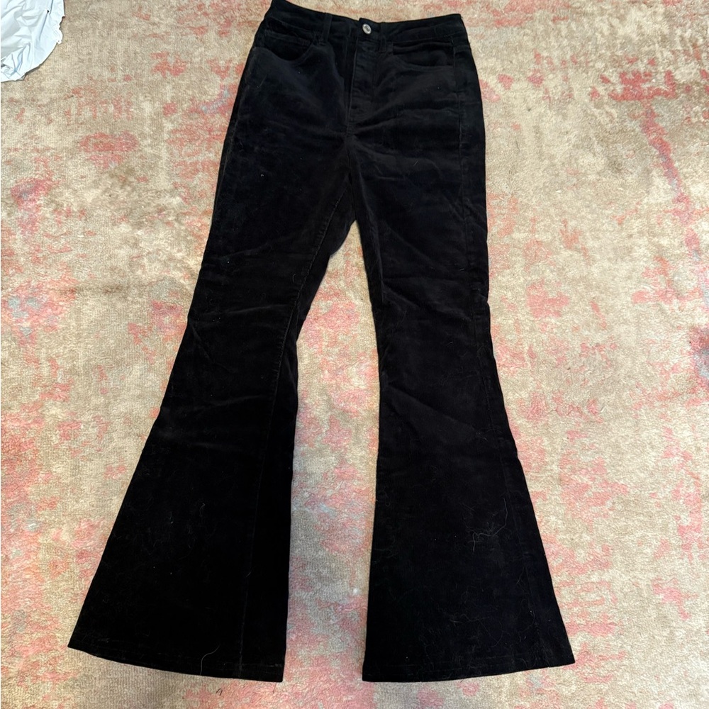 Forever 21 Black Velvet Flare Pants